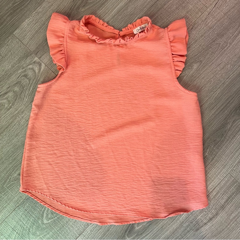 Women's Coral/Peach Ruffled Top—Large